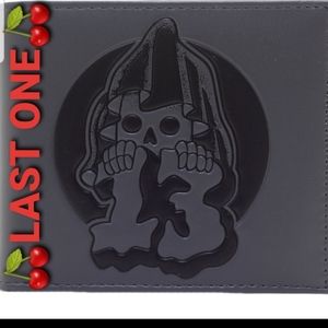 Sourpuss Grim Reaper Lucky 13 Embossed Wallet Tattoo Flash Bi Fold Wallet
